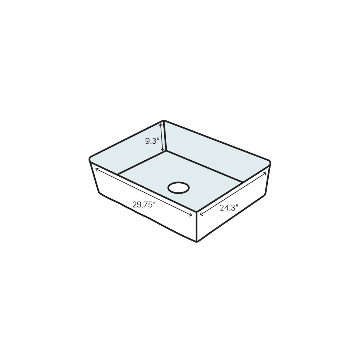 K 3935 3 NA Kohler Vault 29 3 4 X 24 5 16 X 9 5 16 Top Mount Single